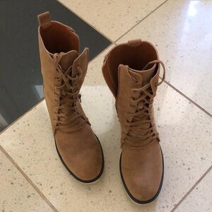 Mi.iM Boots Suede Upper Leather Laces Rubber Soles Side Zipper
